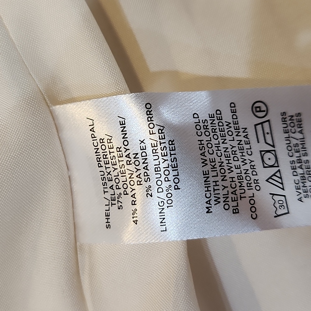 ANN TAYLOR CREAM PIN STRIPED 3/4 SLEEVE BLAZER SIZE 10 - Picture 8 of 9
